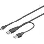 USB Strömkabel 2x typ A ha till 1x typ MiniB ha (liten bild)