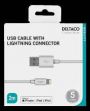 iPhone Laddkabel 2M Vit USB-Lightning Deltaco