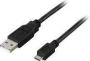 2 Meter Micro USB kabel. USB 2.0 A->Micro B